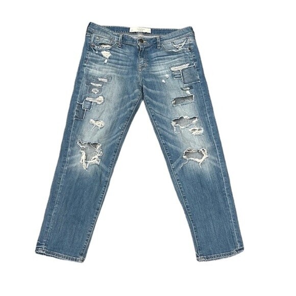 Abercrombie & Fitch distressed patch work straight jeans - Picture 1 of 8